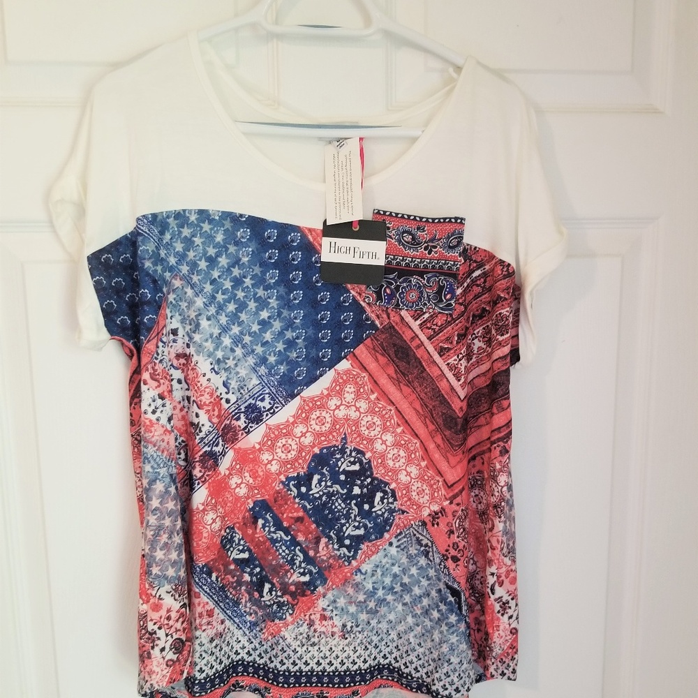 High Fifth Knit Top NWT Medium Multicolored Cap Sl